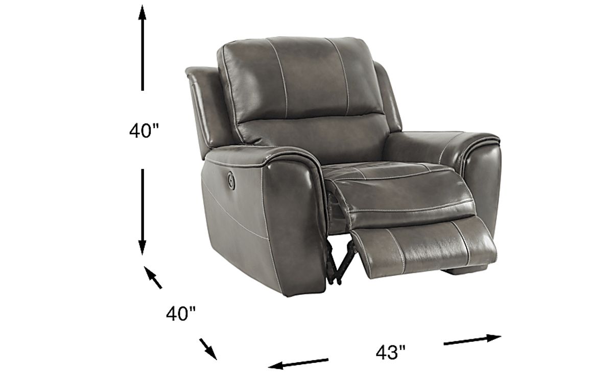 Lanzo Gray Leather Power Recliner | Rooms to Go