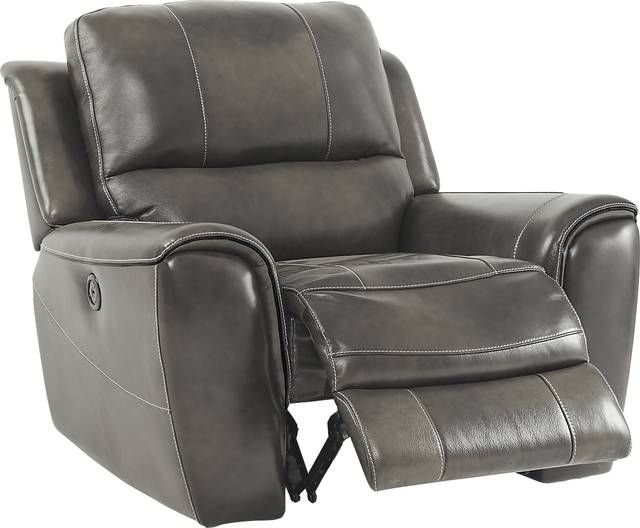 Lanzo Gray Leather 8 Pc Living Room with Reclining Sofa - Thumbnail - Image 8