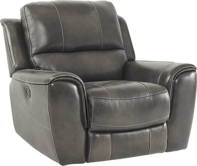 Lanzo Gray Leather 8 Pc Living Room with Reclining Sofa - Thumbnail - Image 7