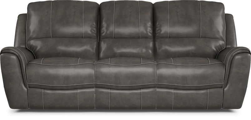 Lanzo Gray Leather Dual Power Reclining Sofa
