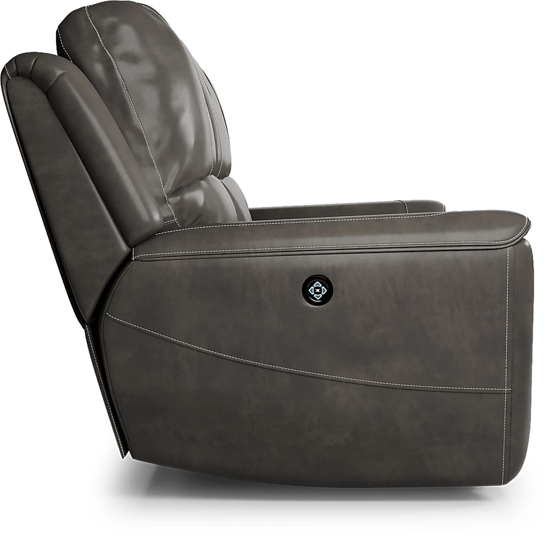 Lanzo Gray Leather Dual Power Reclining Sofa - Image 4