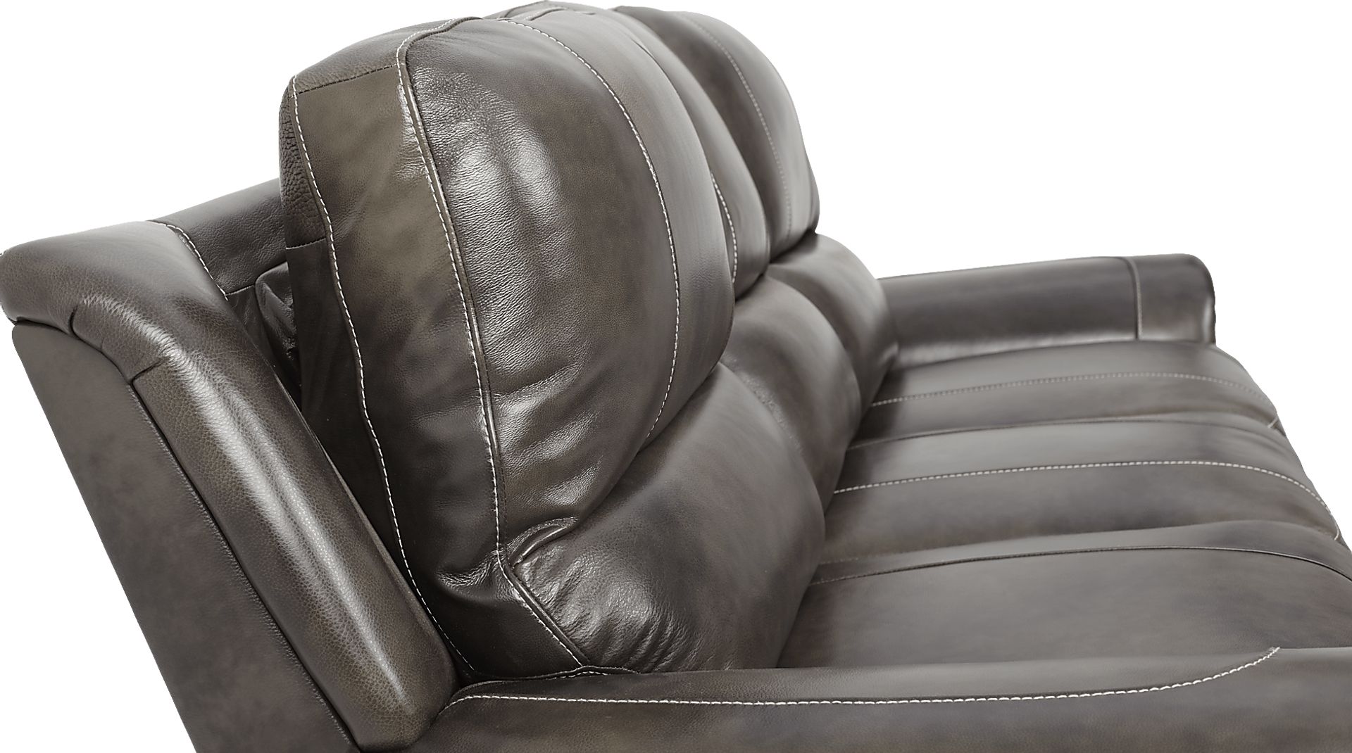 Lanzo Gray Leather Dual Power Reclining Sofa - Image 6