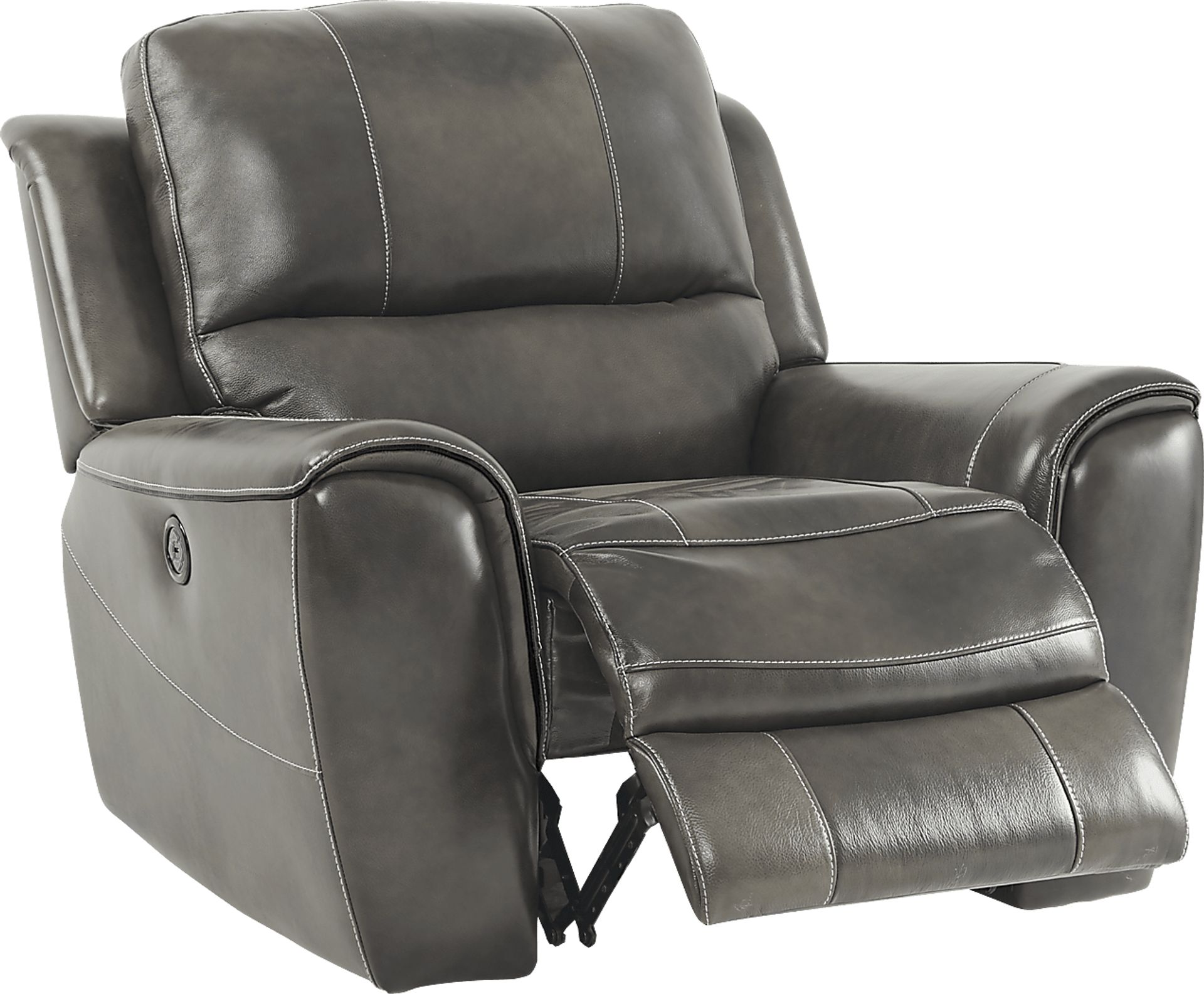 Lanzo Gray Leather Recliner - Image 1