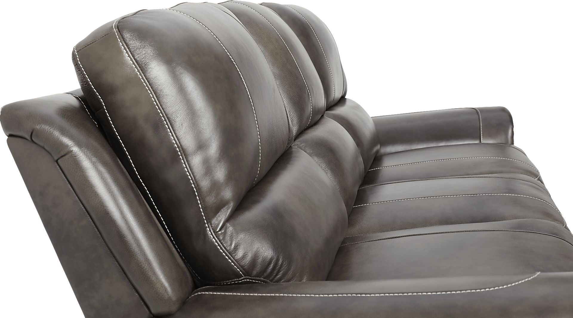 Lanzo Gray Leather 5 Pc Living Room with Reclining Sofa - Image 5