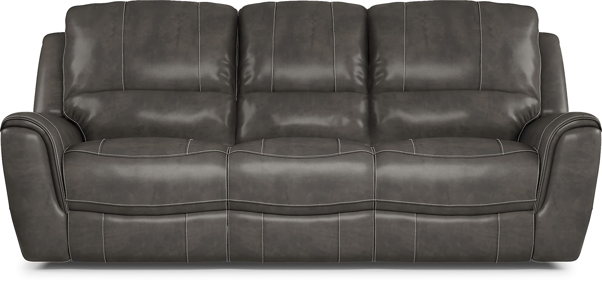 Lanzo Gray Leather 5 Pc Living Room with Reclining Sofa - Image 2