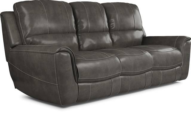 Lanzo Gray Leather Reclining Sofa - Thumbnail - Image 2