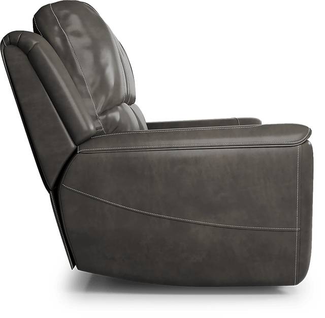 Lanzo Gray Leather Reclining Sofa - Thumbnail - Image 3