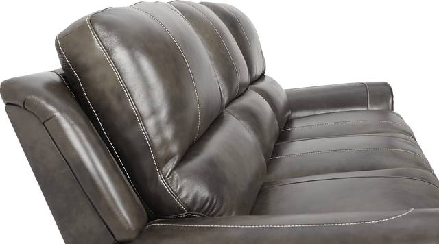 Lanzo Gray Leather Reclining Sofa - Thumbnail - Image 4