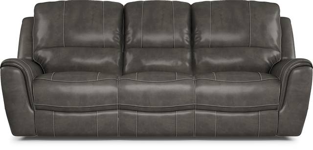 Lanzo Gray Leather Reclining Sofa - Thumbnail - Image 1