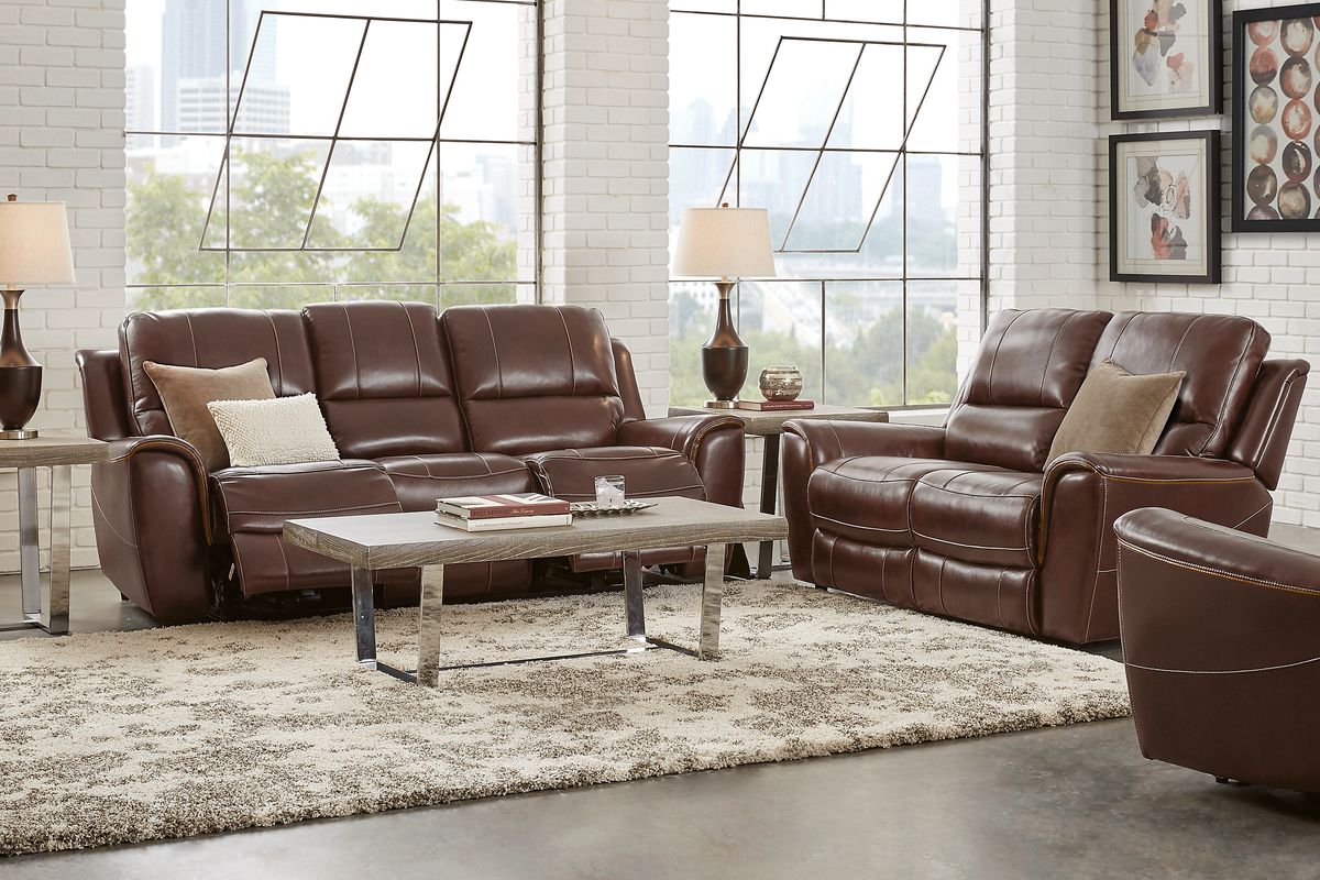 Lanzo 3 Pc Merlot Leather Non-Power Reclining Classic Living Room
