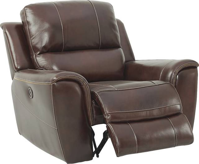 Lanzo Merlot Leather Dual Power Recliner - Thumbnail - Image 2