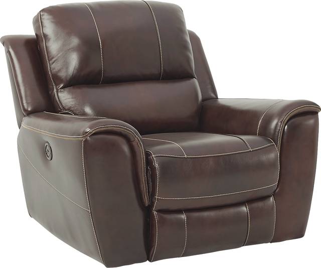 Lanzo Merlot Leather Dual Power Recliner - Thumbnail - Image 1