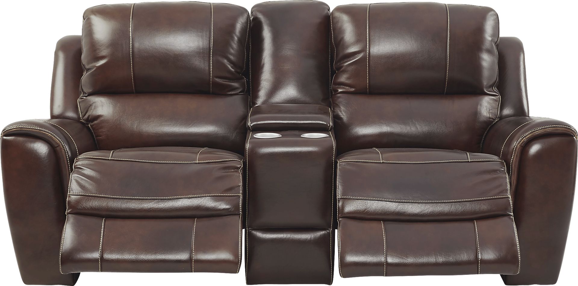 Lanzo Merlot Leather Dual Power Reclining Console Loveseat - Image 2