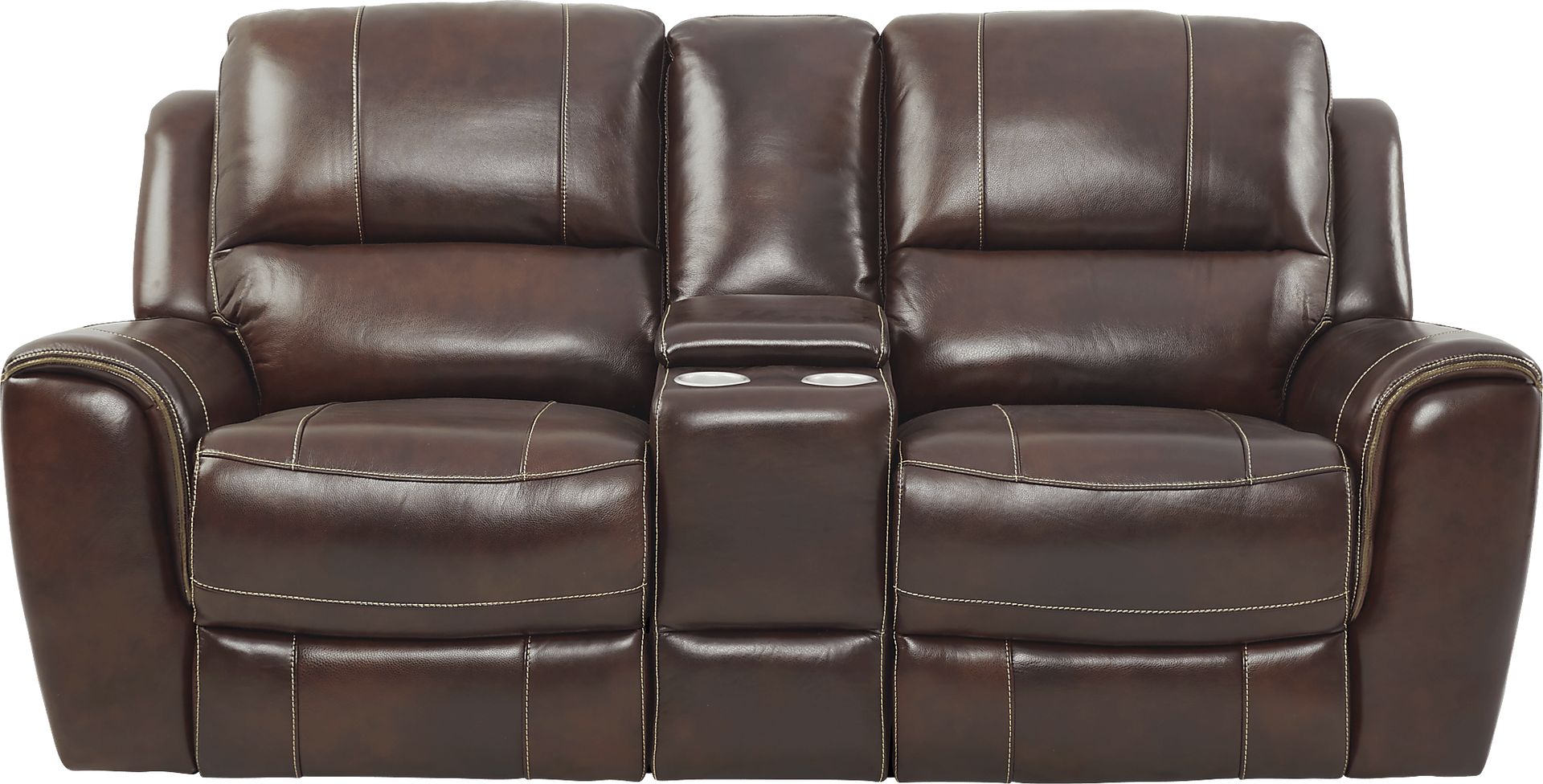 Lanzo Merlot Leather Dual Power Reclining Console Loveseat - Image 1