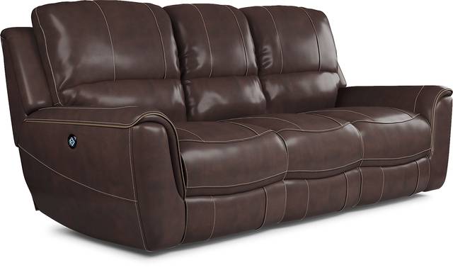 Lanzo Merlot Leather Dual Power Reclining Sofa - Thumbnail - Image 2