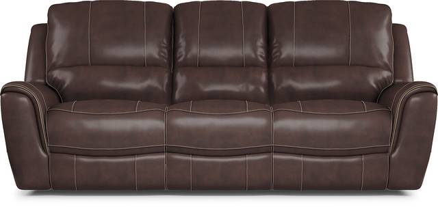 Lanzo Merlot Leather Dual Power Reclining Sofa - Thumbnail - Image 1
