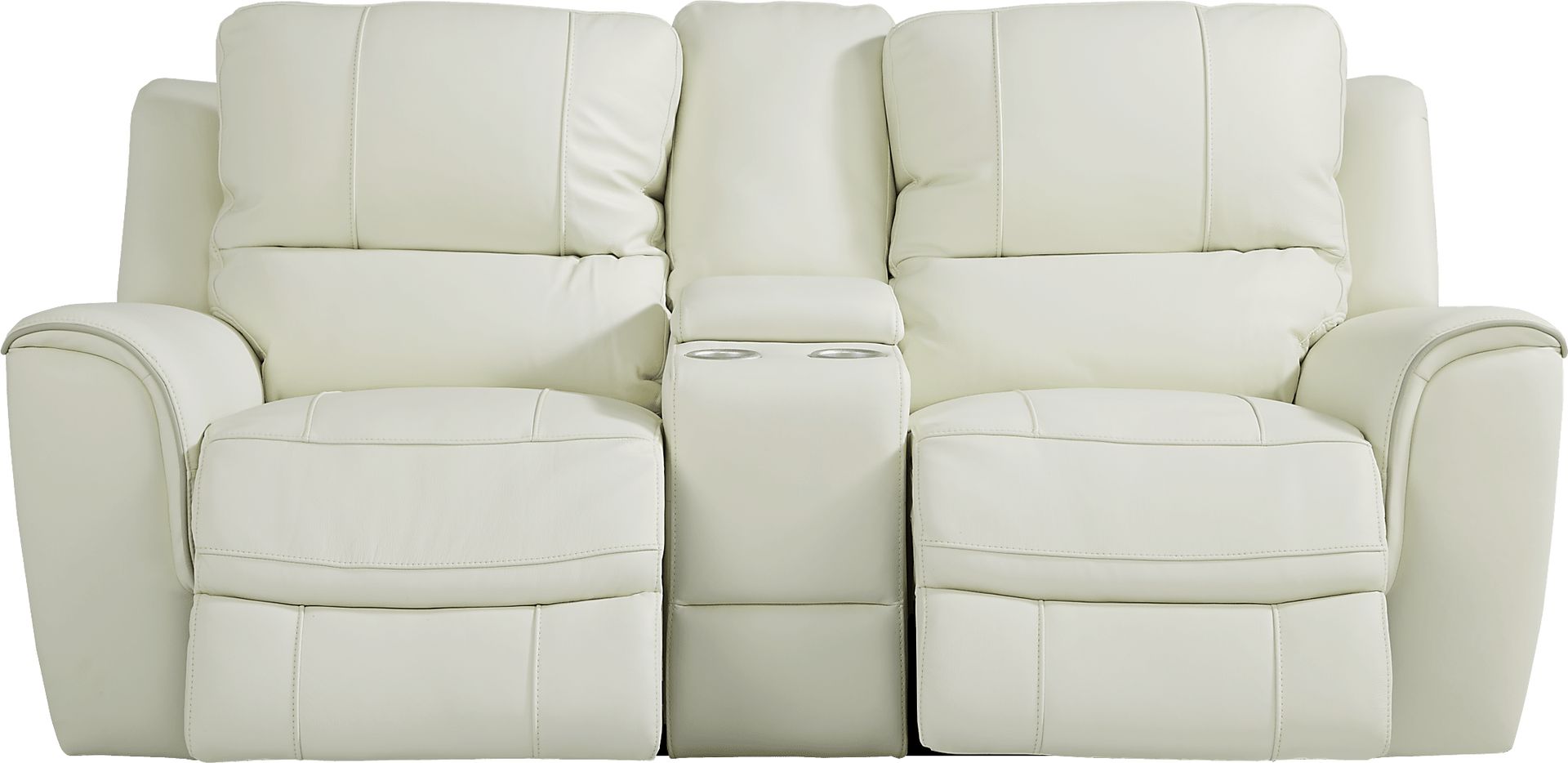 Lanzo Off-White Leather Dual Power Reclining Console Loveseat - Image 2