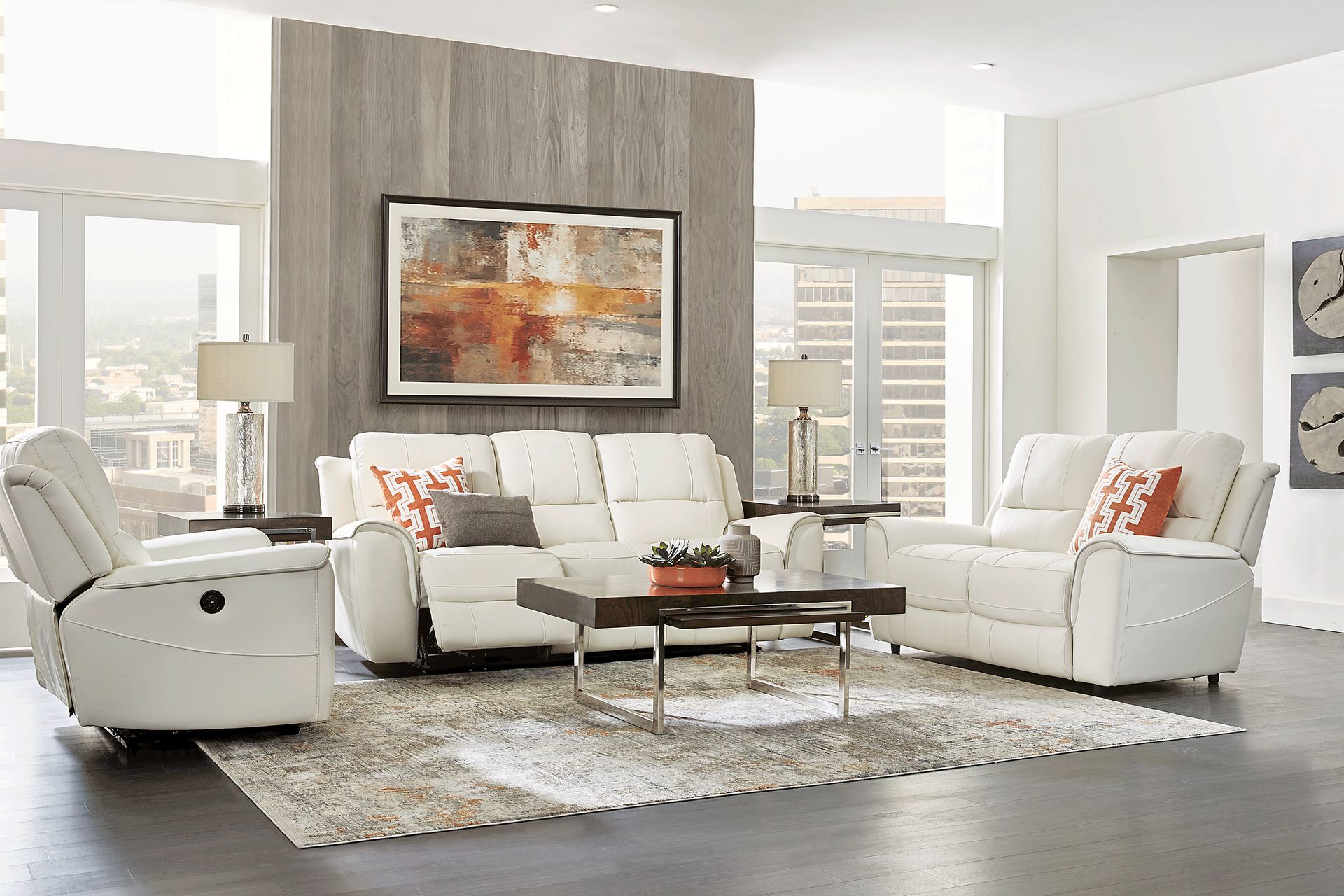 Lanzo Off-White Leather Loveseat - Image 2