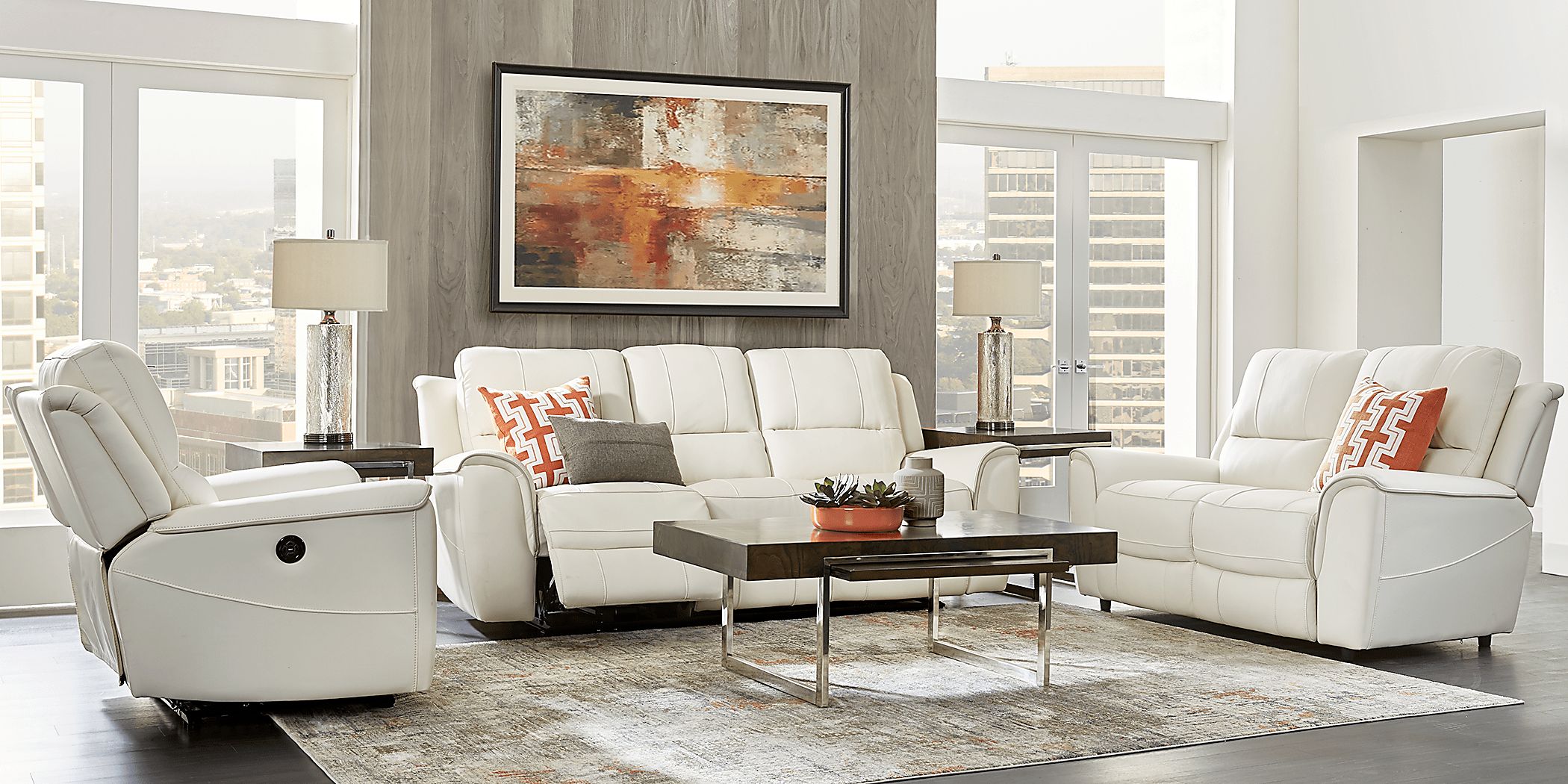 White leather store reclining couch