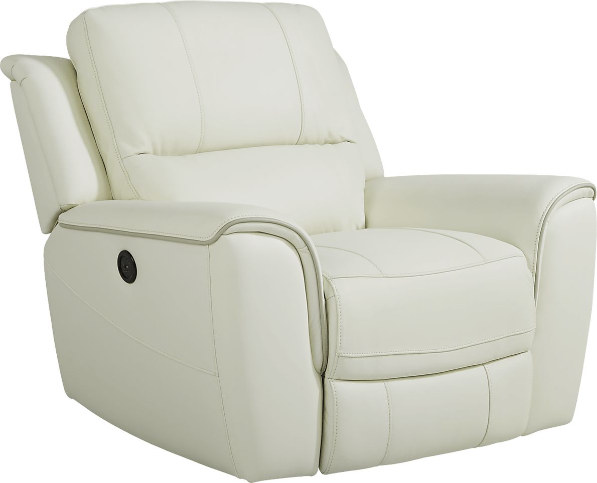 Off white leather online recliner chair