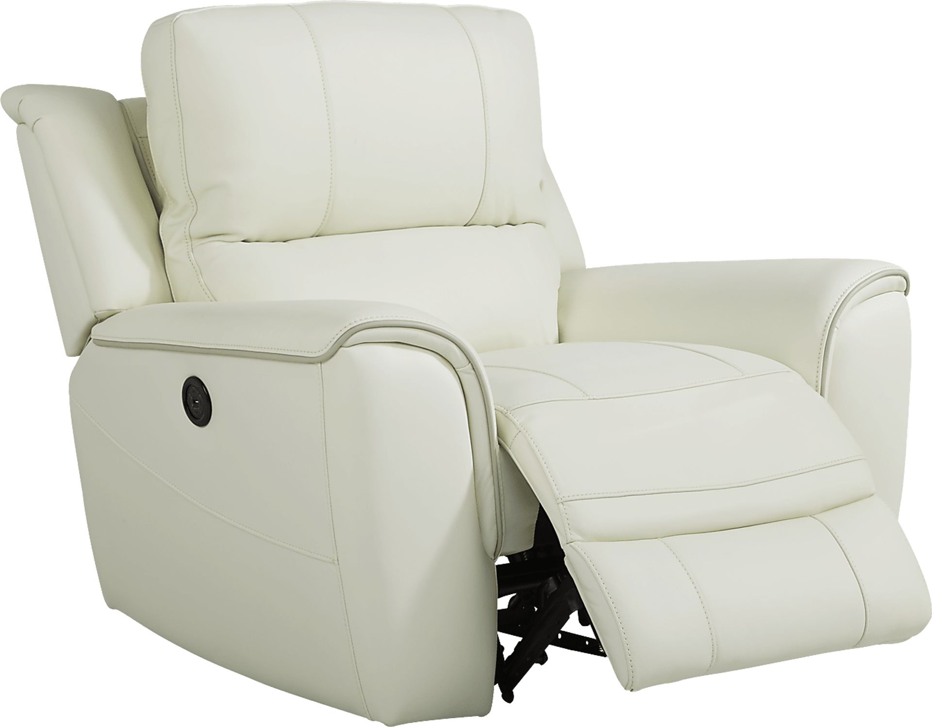 Lanzo Off-White Leather Dual Power Recliner - Image 2