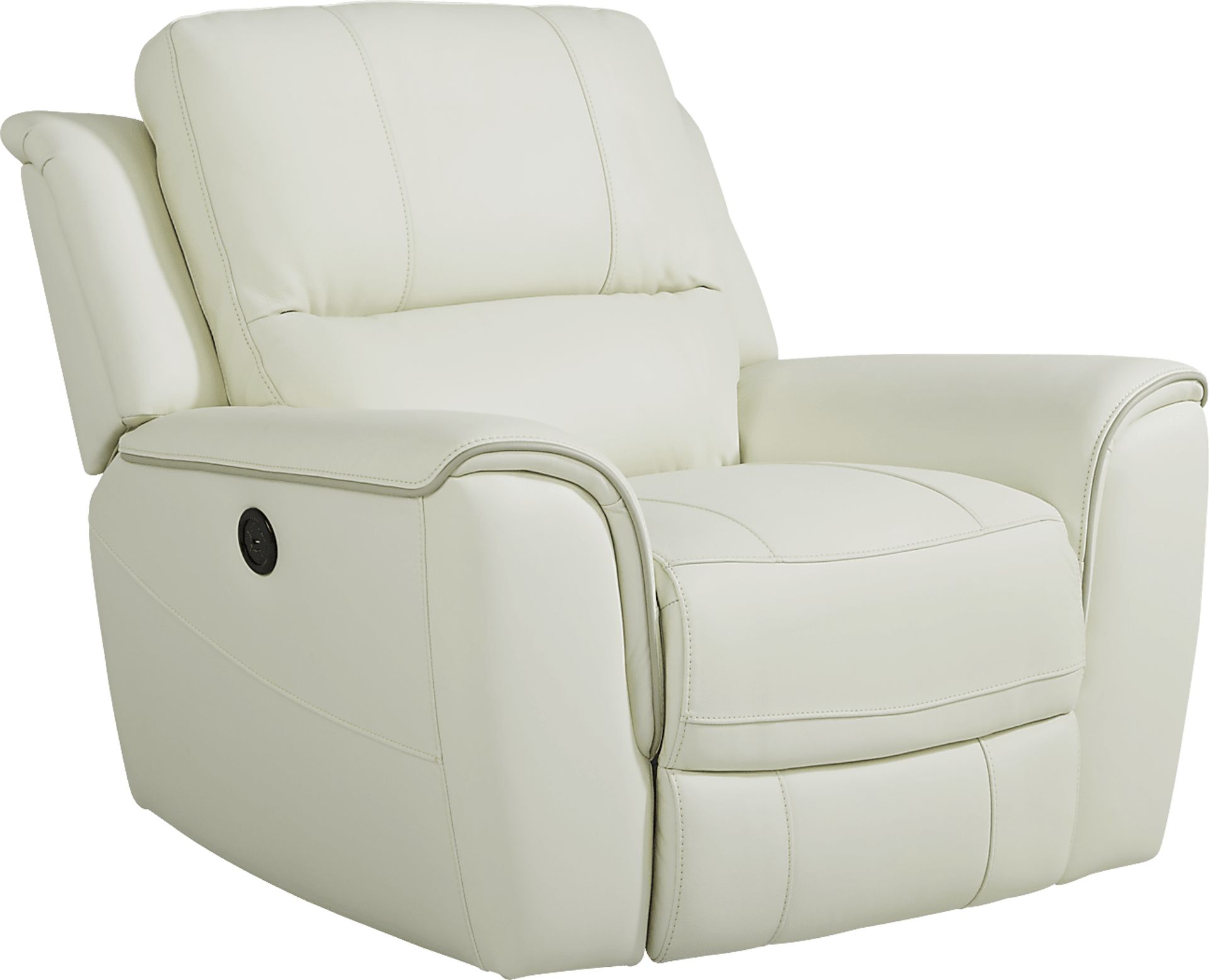 Lanzo Off-White Leather Dual Power Recliner - Image 1