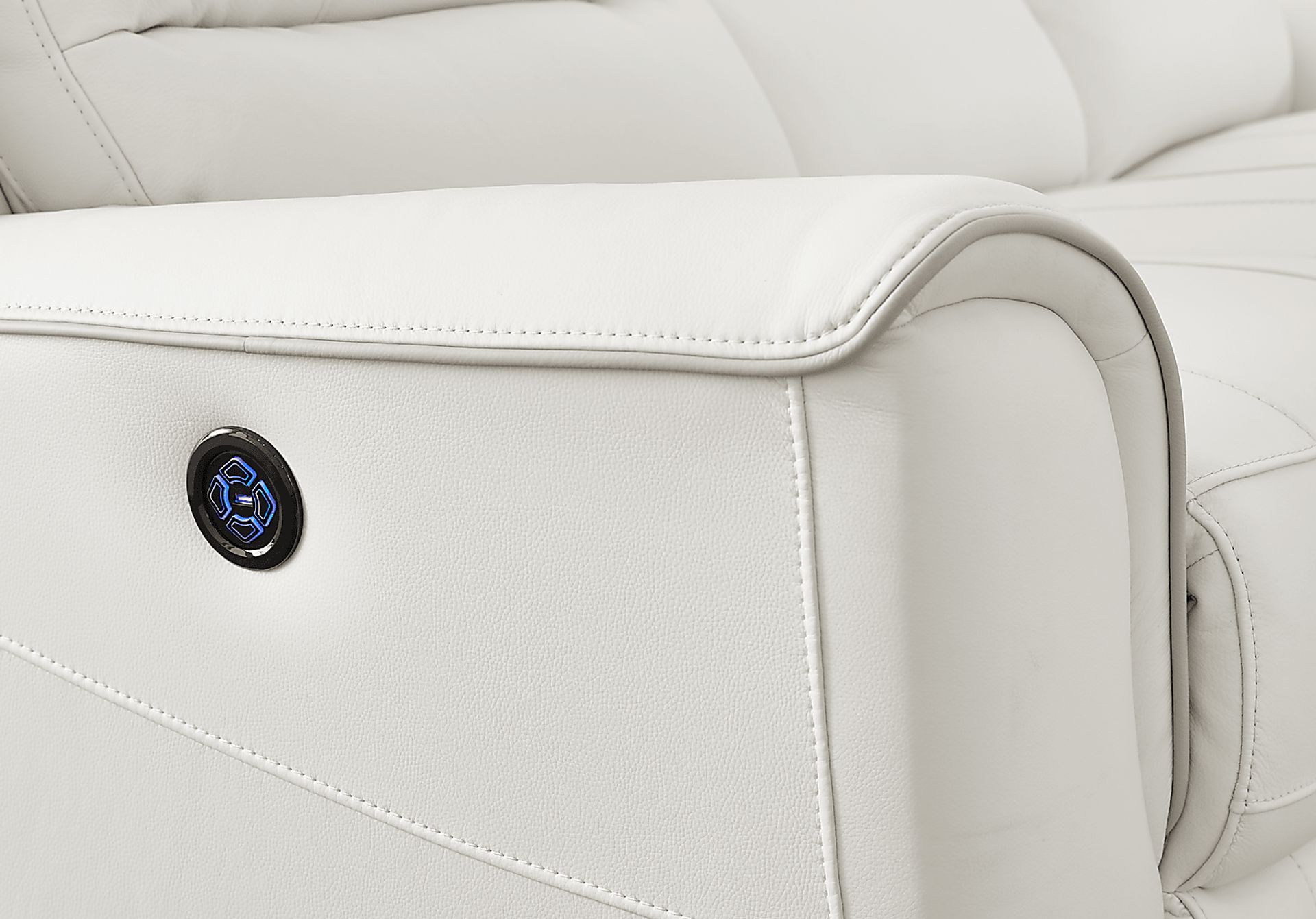 Lanzo Off-White Leather Dual Power Reclining Sofa - Image 4