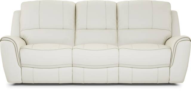 Lanzo Off-White Leather Dual Power Reclining Sofa - Thumbnail - Image 1