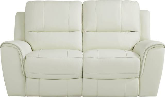 Lanzo Off-White Leather Loveseat - Thumbnail - Image 1