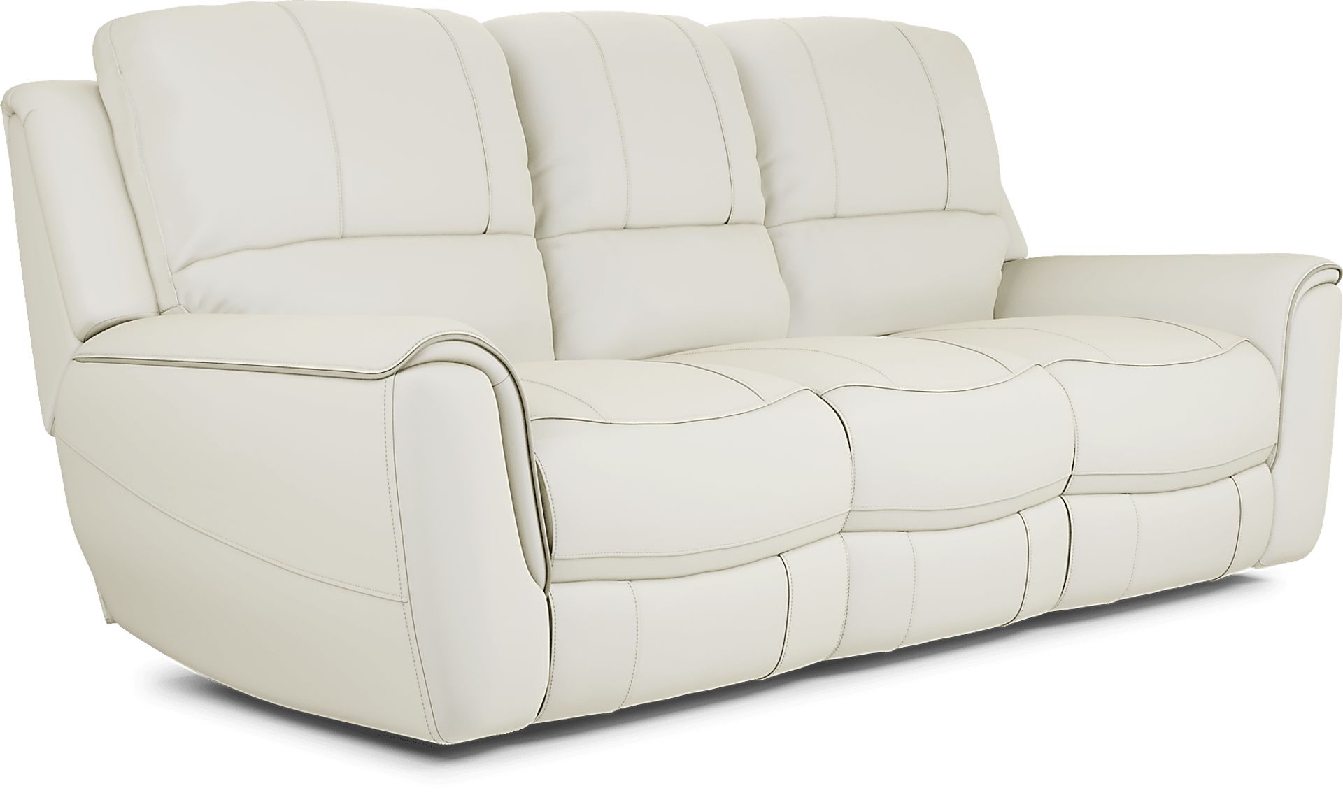Lanzo Off-White Leather 3 Pc Living Room with Reclining Sofa - Image 3