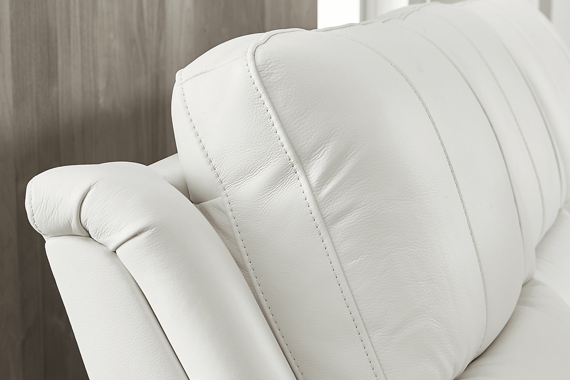 Lanzo Off-White Leather 5 Pc Living Room with Reclining Sofa - Image 5