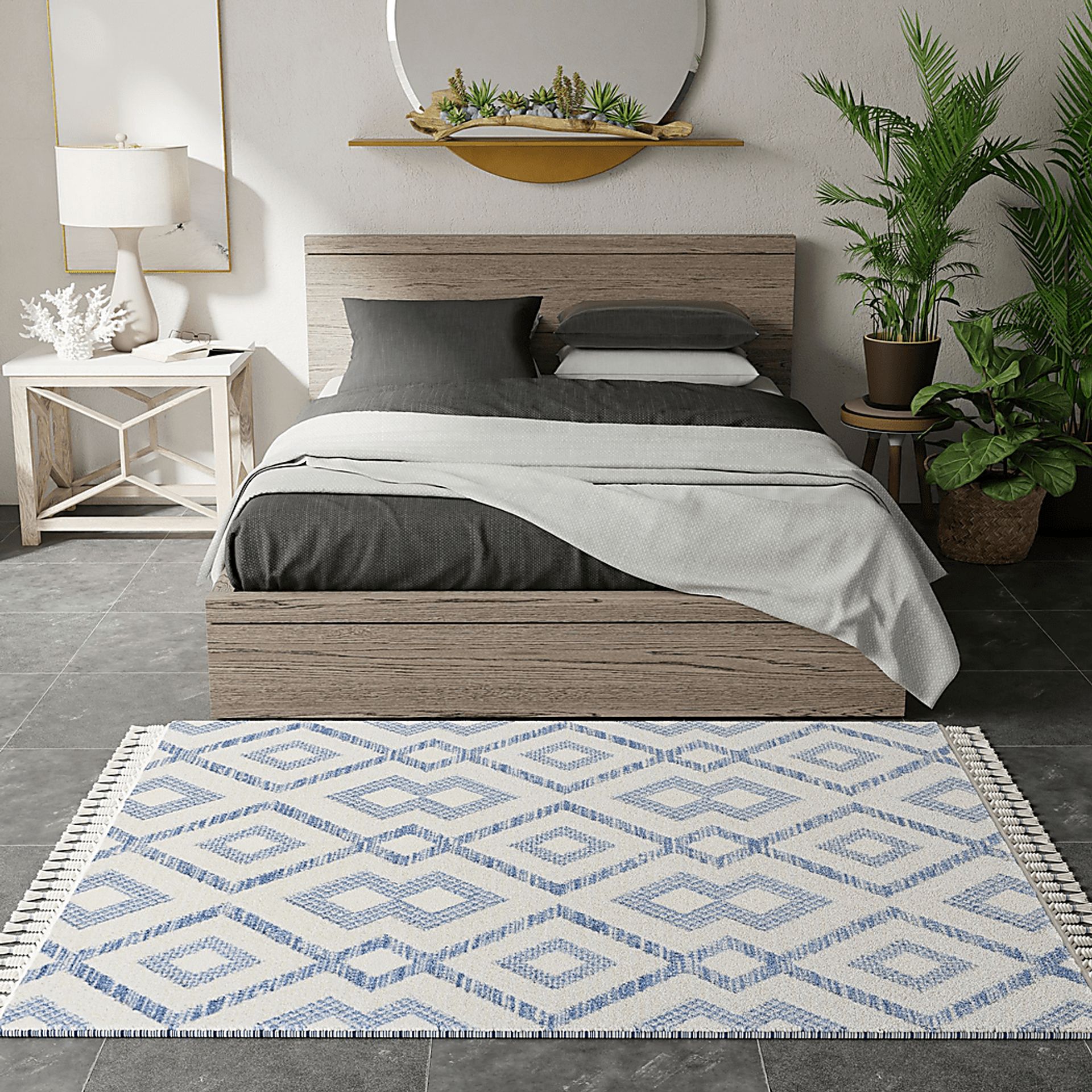 Laozui White/Blue 5' x 7' Rug - Image 2