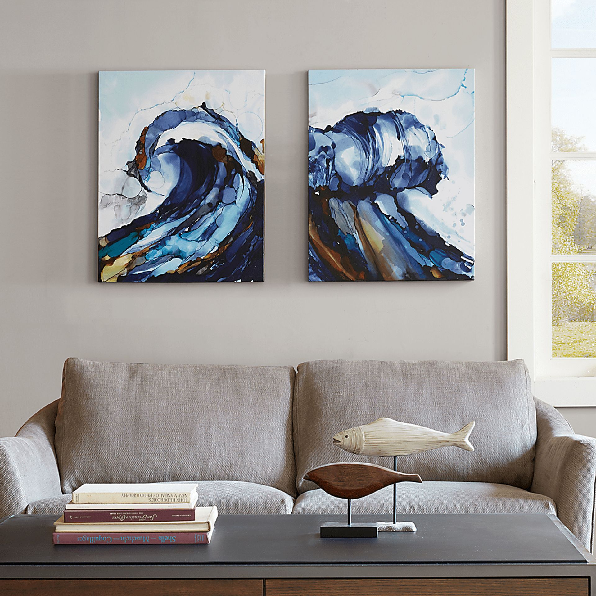 Lapidge Blue Gel Coat Canvas Set of 2 - Image 3