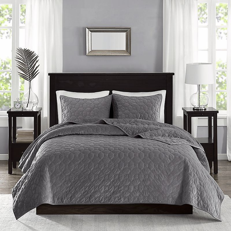 Larah Gray 3 Pc Queen Coverlet Set