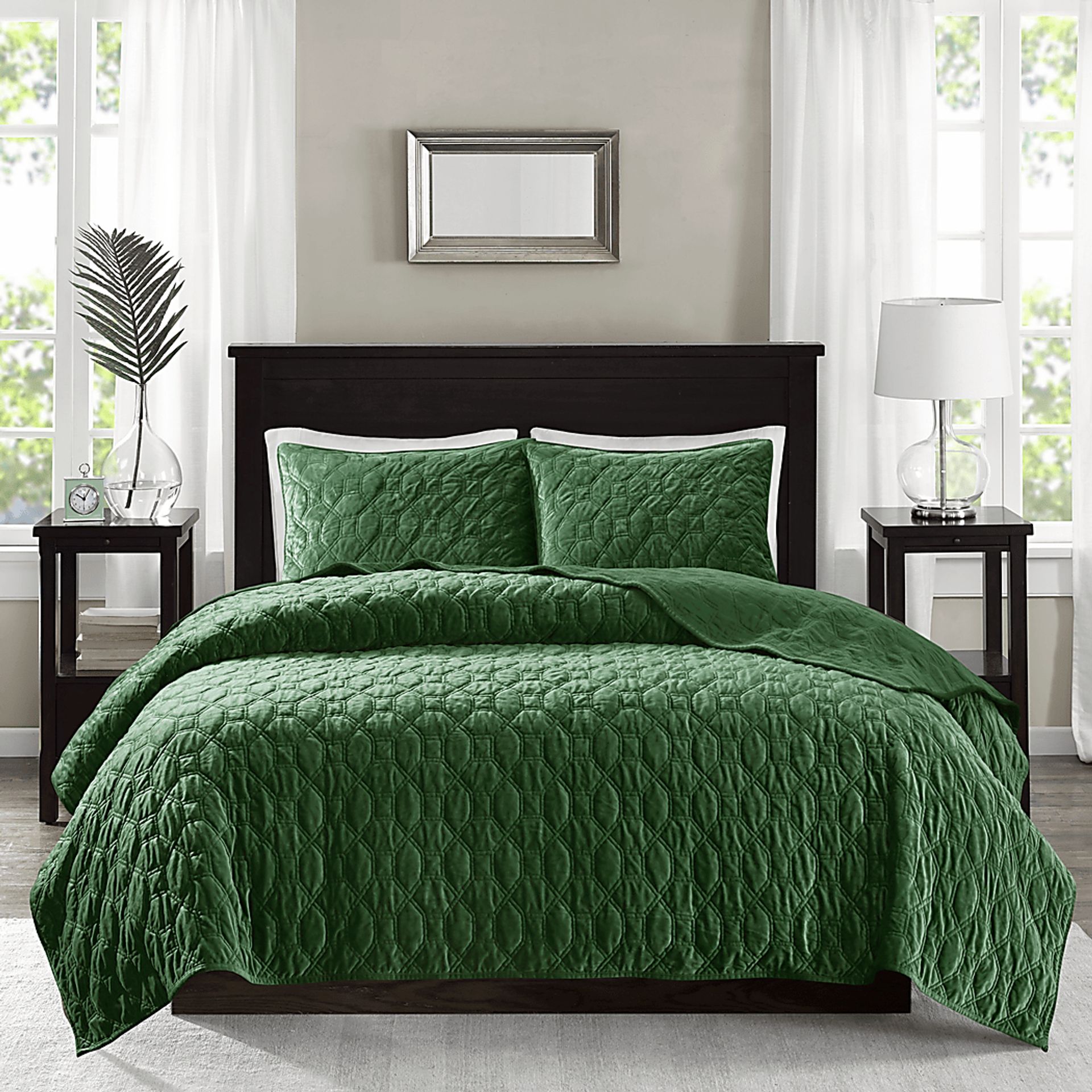 Larah Green 3 Pc King Coverlet Set - Image 1
