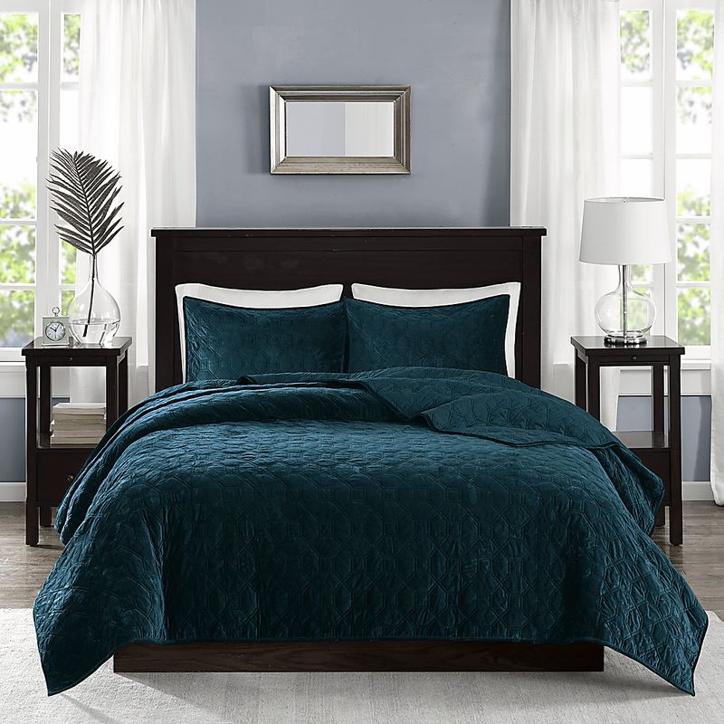 Larah Teal 3 Pc King Coverlet Set