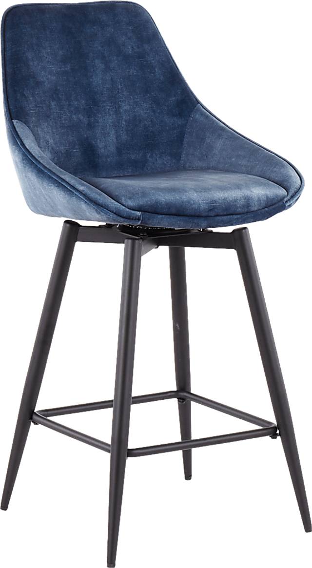 Laramore Blue Velvet Counter Height Stool, Set of 2 - Thumbnail - Image 2