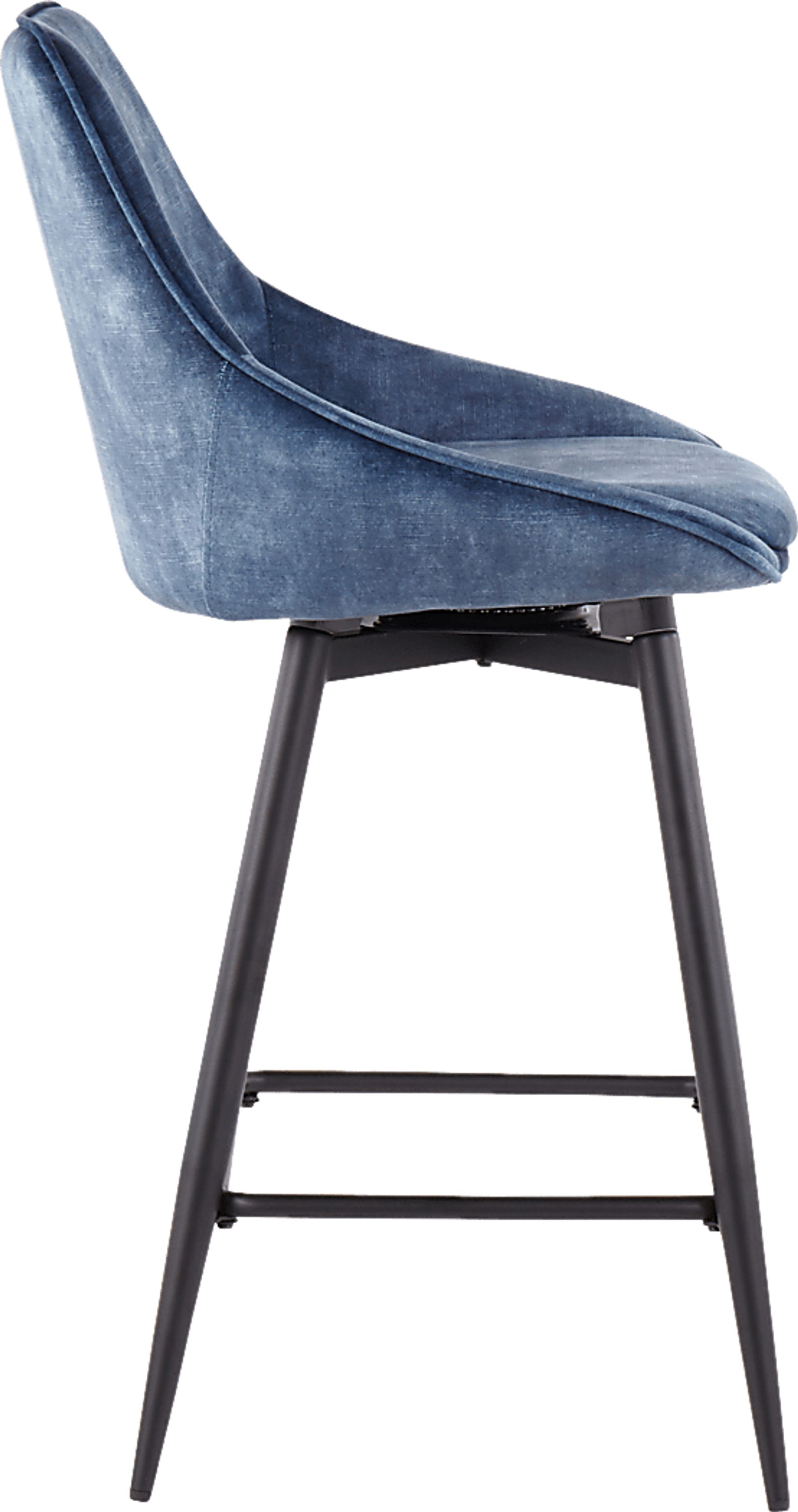 Laramore Blue Velvet Counter Height Stool, Set of 2 - Image 3