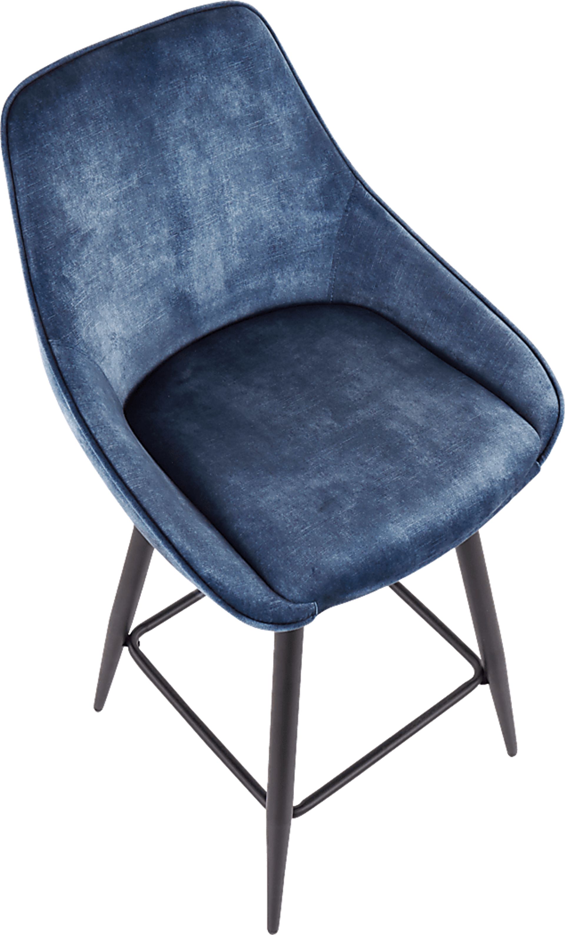 Laramore Blue Velvet Counter Height Stool, Set of 2 - Image 7