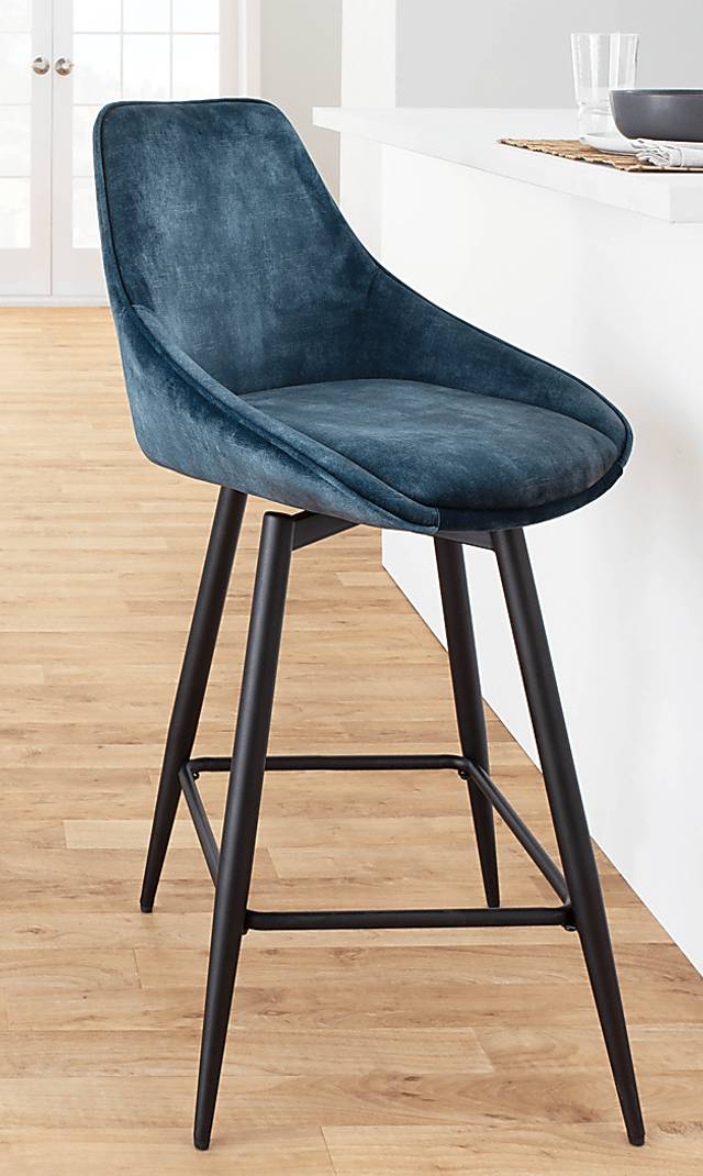 Laramore Blue Velvet Counter Height Stool, Set of 2 - Thumbnail - Image 8