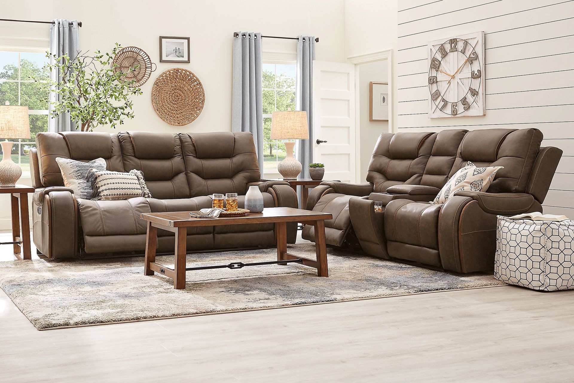 Laredo Springs Brown 2 Pc Dual Power Reclining Living Room - Image 1
