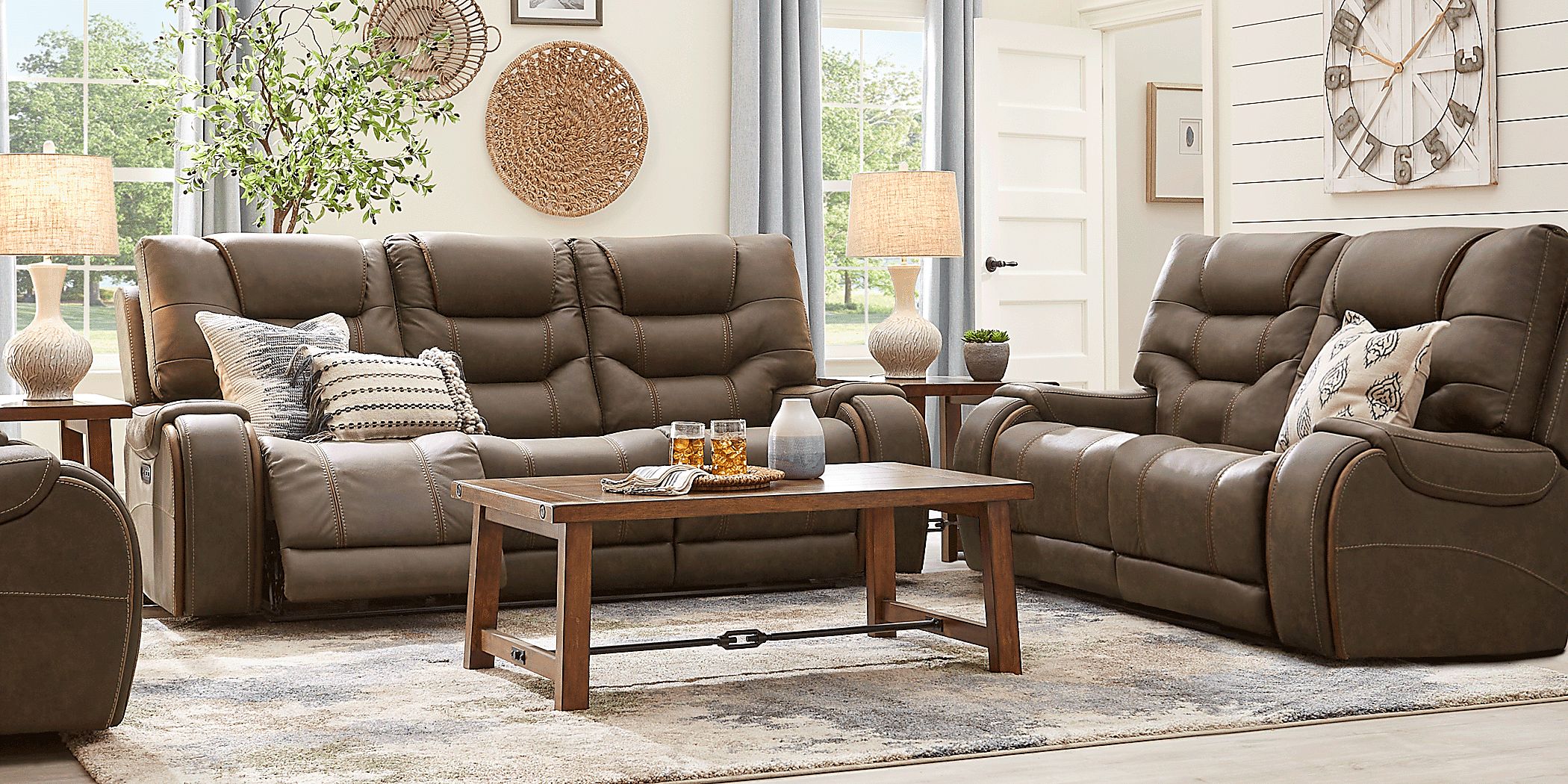 Laredo Springs Brown 3 Pc Living Room with Reclining Sofa Rooms To Go