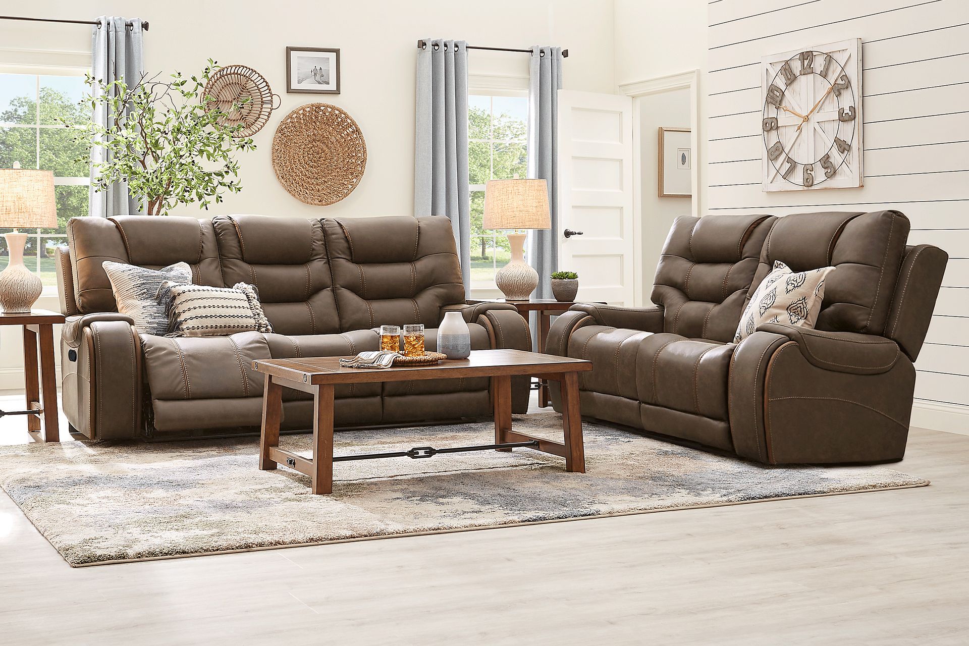 Laredo Springs Brown 7 Pc Living Room with Reclining Sofa - Image 1
