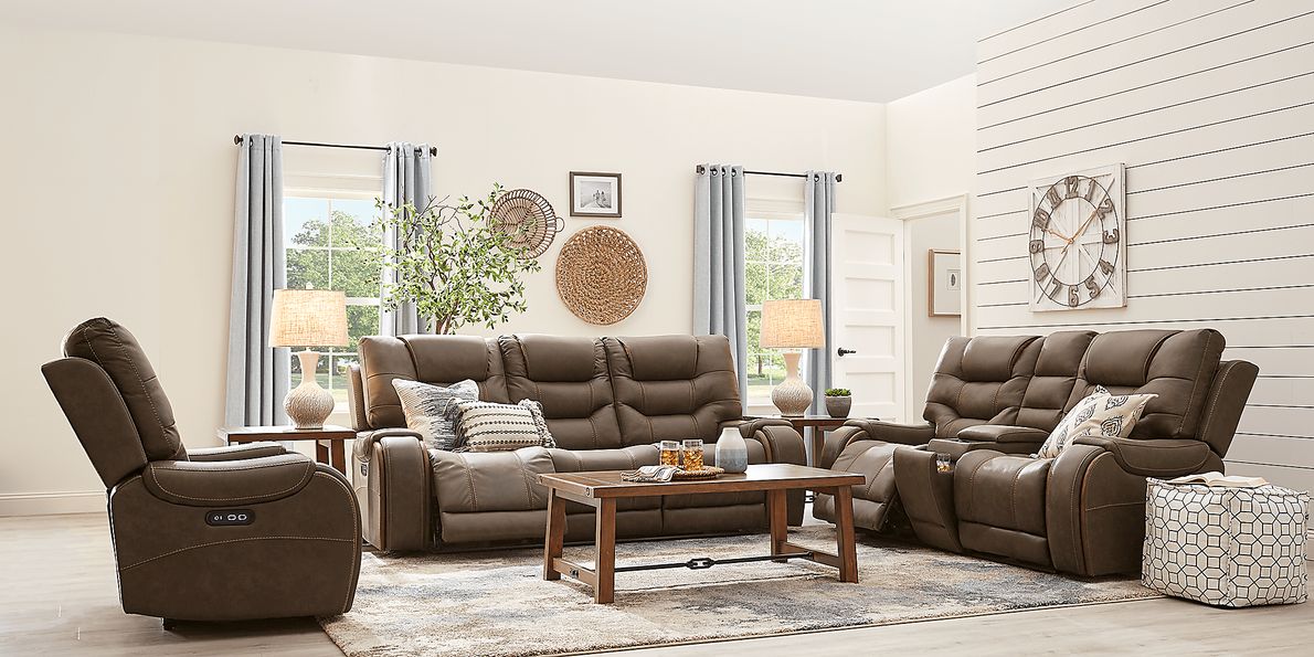 Laredo Springs 8 Pc Brown Microfiber Dual Power Reclining Living Room