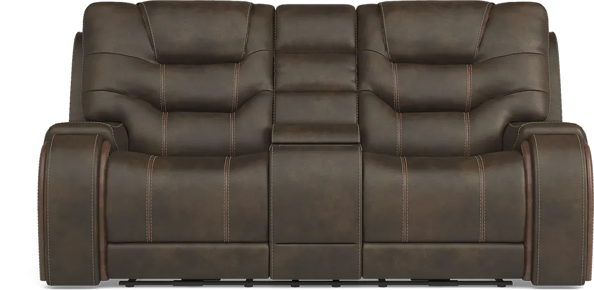 Laredo Springs Brown Microfiber Dual Power Reclining Loveseat Rooms to Go