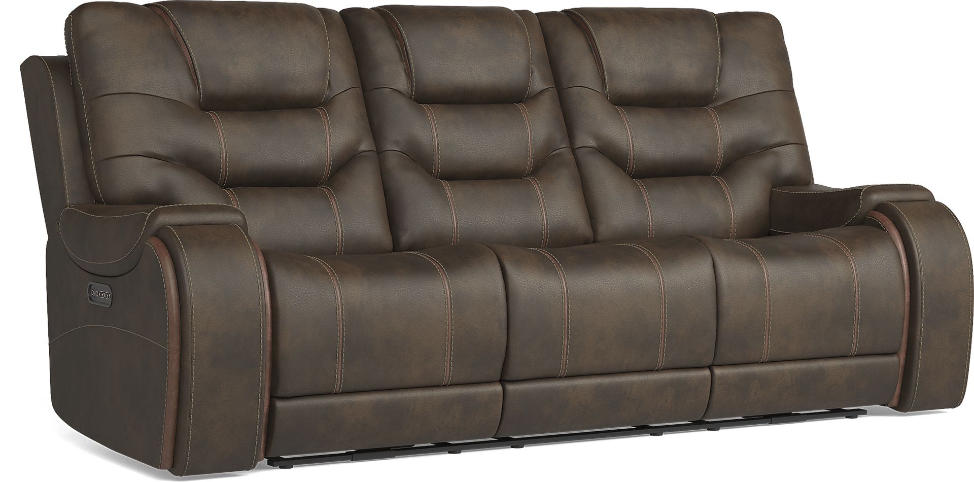 Laredo Springs Brown Dual Power Reclining Sofa - Image 4