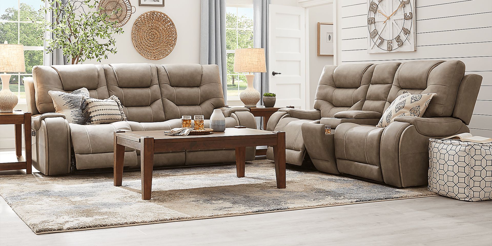 Laredo Springs Gray Dual Power Reclining Sofa - Image 2