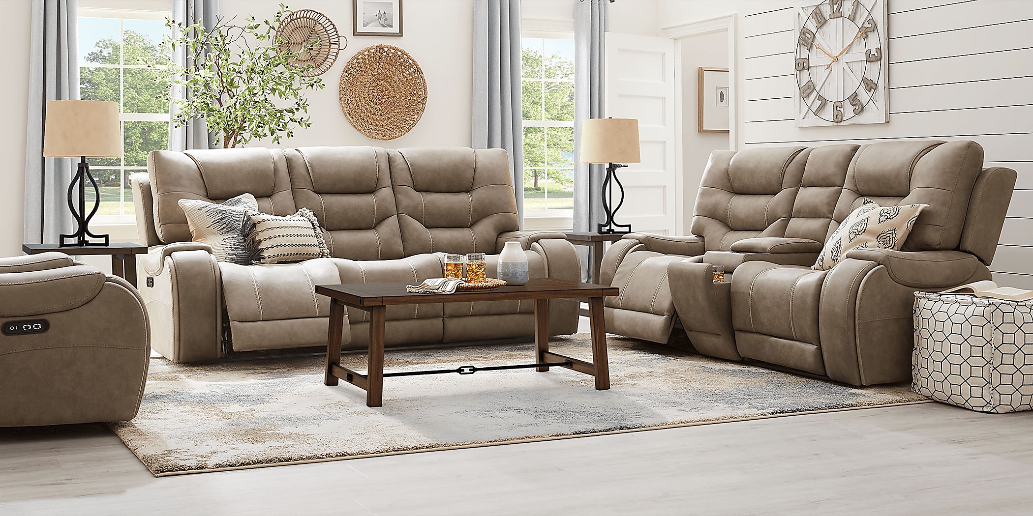 Laredo Springs 3 Pc Gray Microfiber Dual Power Reclining Living Room ...