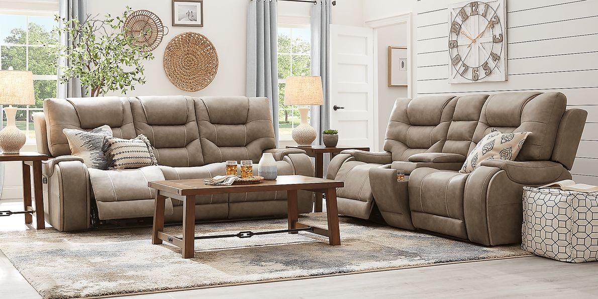 Laredo Springs 7 Pc Gray Polyester Fabric Dual Power Reclining Living ...