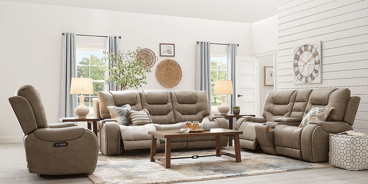 Laredo Springs 8 Pc Gray Microfiber Dual Power Reclining Living Room